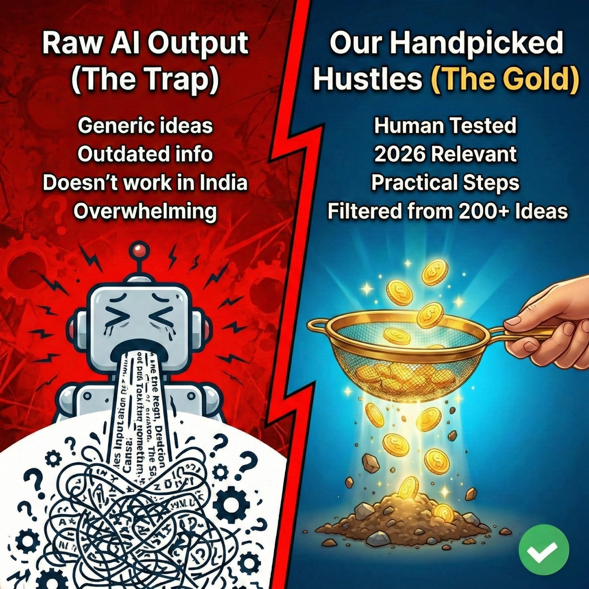 45 AI Side Hustles (Filtered from 300+ Ideas) 2026 Edition • India-Ready • Beginner-Friendly • Not a PDF